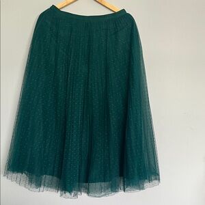 J. Crew Dark Green A-Line Tulle Skirt